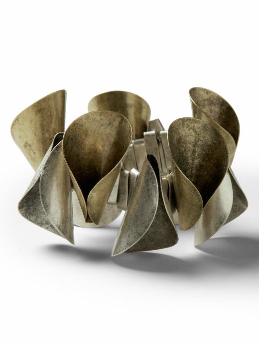 Funnel Bracelet, mixed metals, gold and silver plated