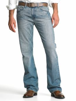 Boot-cut faded indigo wash jean