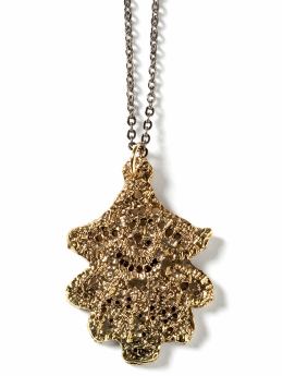 Women: Lacey leaf pendant necklace - Mixed metals