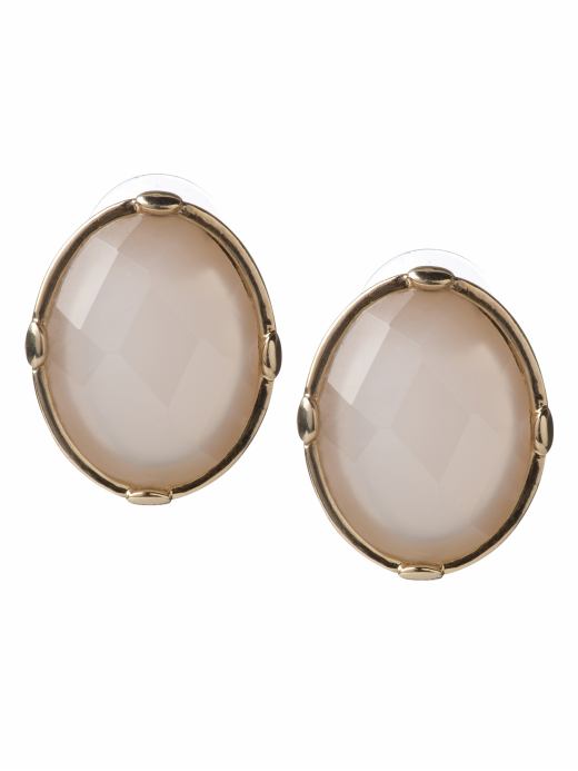 Beveled Gem Earrings, in peach