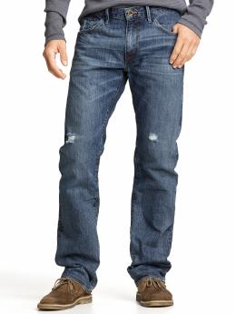 Vintage straight destructed indigo jean
