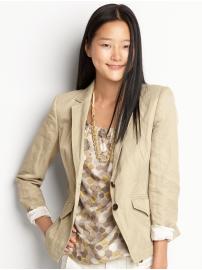Petite fitted crinkle chino blazer