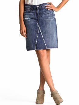 Petite reconstructed denim skirt