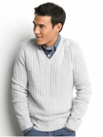 Luxe cableknit v-neck sweater