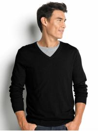 Silk/cotton/cashmere solid v-neck sweater