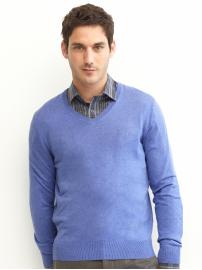 Silk/cotton/cashmere solid v-neck sweater