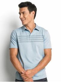 Cotton dot-stripe polo