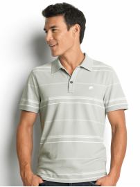 Stretch-cotton striped branded polo