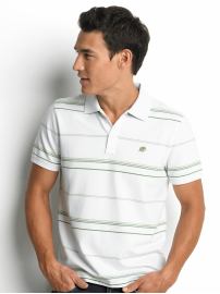Stretch-cotton striped branded polo