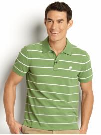 Stretch-cotton double-space stripe polo