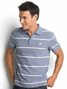 Pique cotton branded striped polo