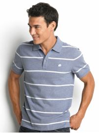 Pique cotton branded striped polo