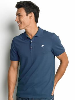 Stretch-cotton branded solid polo