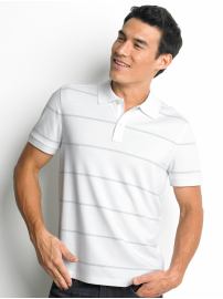 Cotton pin-dot stripe polo