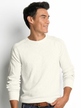 Slub-cotton long-sleeve crewneck