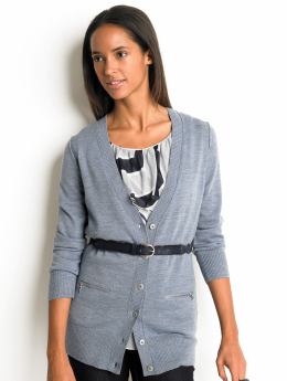 Merino zip-pocket cardigan