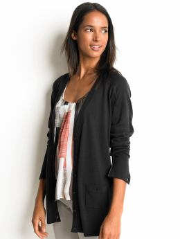 Women: Long boyfriend cardigan - Black
