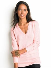 Silk-blend double-trim sweater