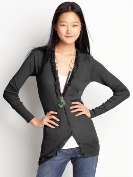 Silk/cotton ruffled cardigan