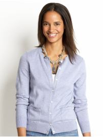 Cotton/cashmere crewneck cardigan