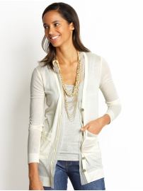 Heritage mesh-trim cardigan
