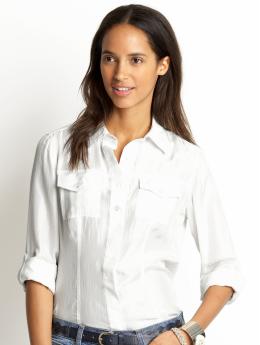 Washed silk military shirt