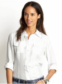 Washed silk military shirt