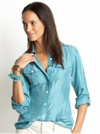 Washed silk military shirt