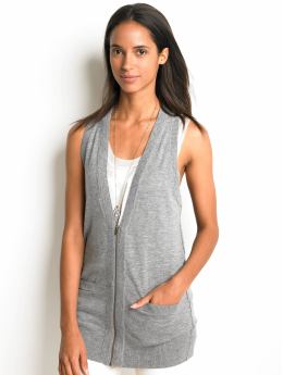 Wool/cotton zip-front vest