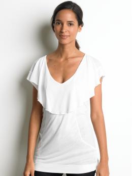 Women's Apparel: Ruffle pocket tunic: short sleeve tops | Banana Republic :  hidden pockets top ruffled neckline bouse