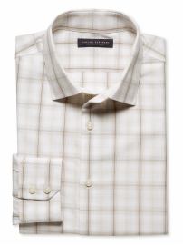 Slim fit non-iron shadow plaid shirt