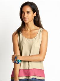 Silk racerback color-block tank