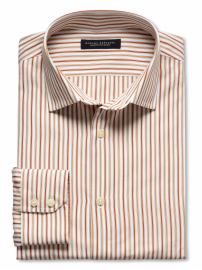 Slim fit non-iron orange-stripe shirt
