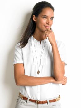 Petite pleated cotton voile shell