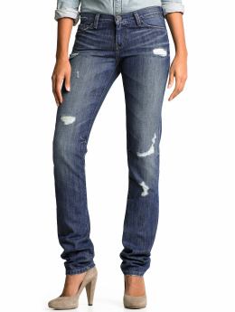 Petite skinny medium indigo busted jean