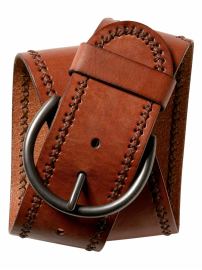 Leather cross-stitched belt