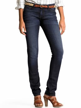 Skinny dark wash creased jean