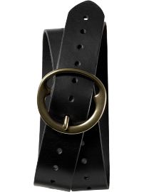 Leather round-buckle belt