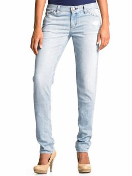 Slouchy skinny light wash distressed jean