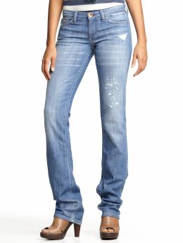 Straight light wash busted jean