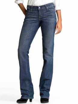 Curvy medium wash boot-cut jean