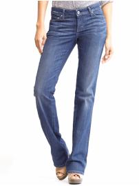Curvy medium wash boot-cut jean
