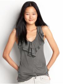Petite ruffle-neck tank