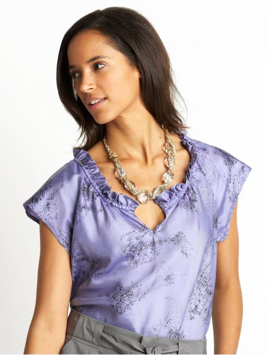 Banana Republic Cotton/silk ruffle printed blouse