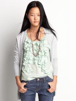 Wool-blend back sash cardigan