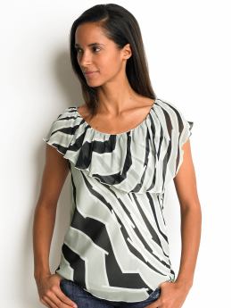 Petite ruffle printed blouse