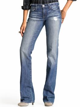 Petite boot-cut light wash busted jean