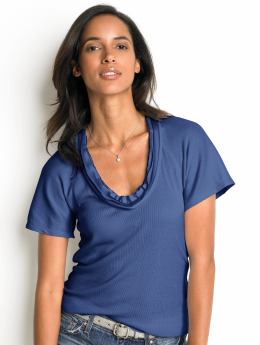 Petite tiered-ruffle ribbed tee