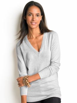 Petite silk-blend double-trim sweater