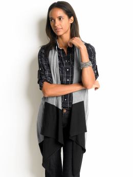 Petite color-block draped vest